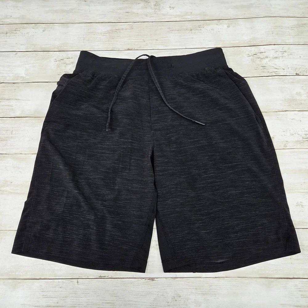 Lululemon T.H.E. Short Athletic Training Mens Small Black Heathered Drawstring